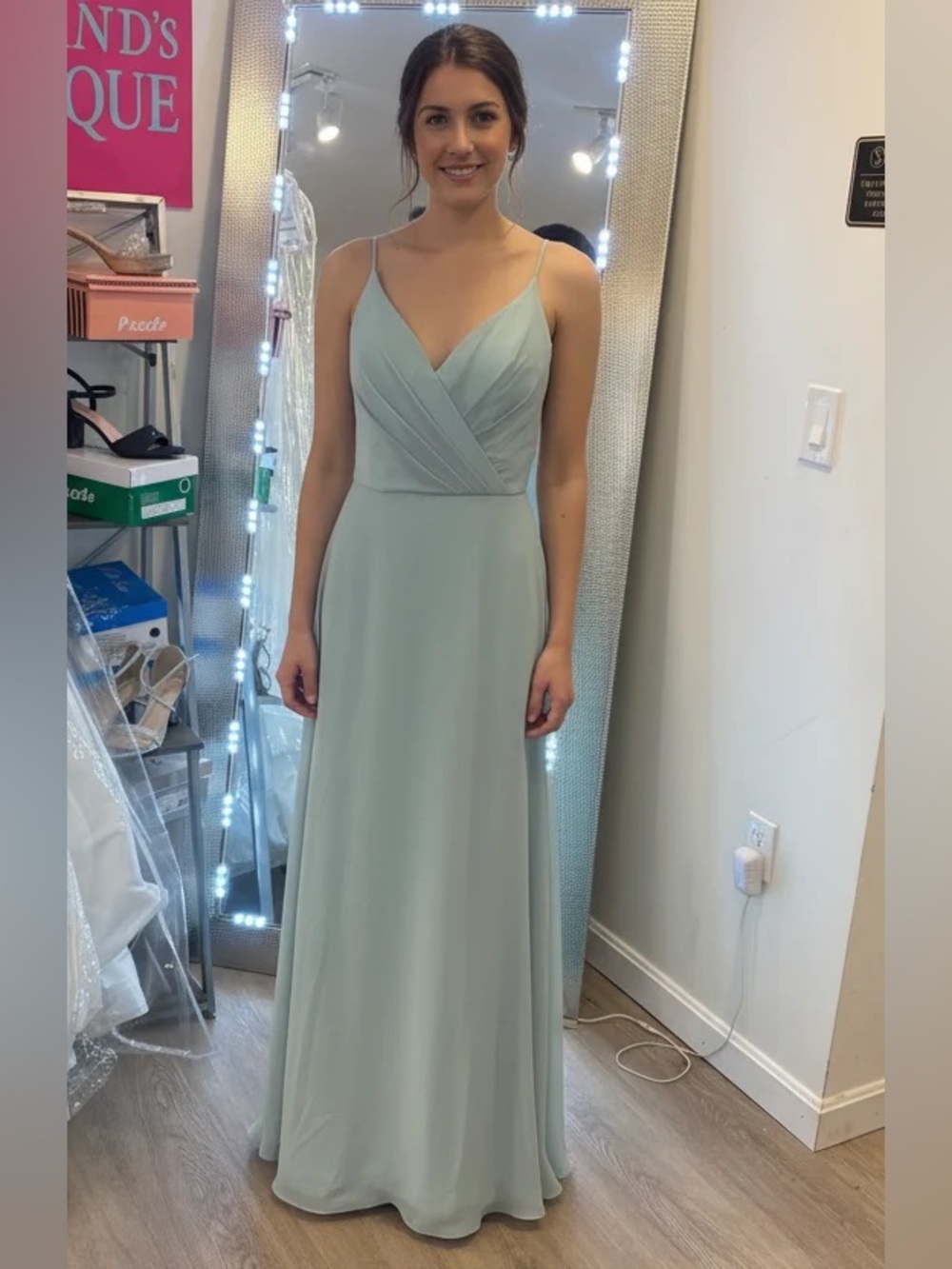 Spaghetti Strap V-Neck Maxi Dress in Aqua